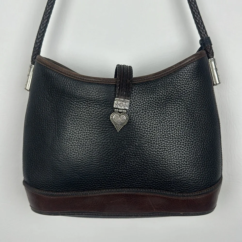 Brighton Black and Brown Pebbled Leather Shoulder Bag - Picture 2 of 10